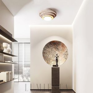 Verona - Sufitowa cylindryczna z trawertynu, beżowa