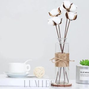 Stylowa szklana butelka dekoracyjna z juty 19 cm