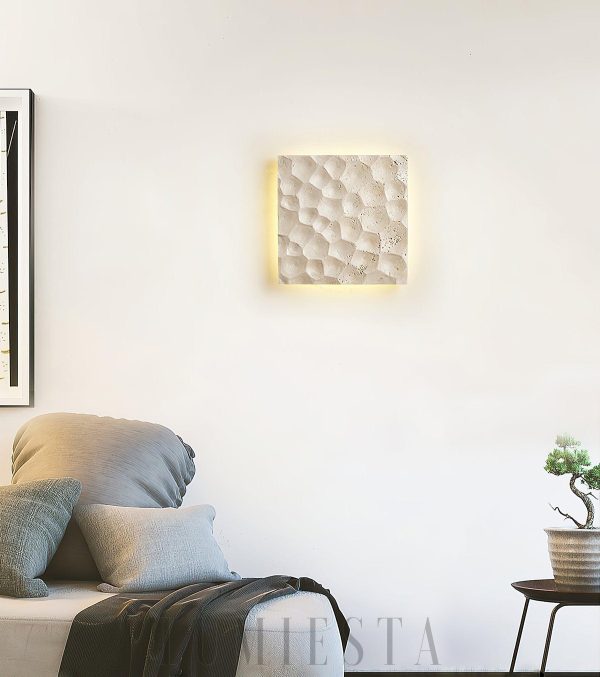 Kwadratowy modularny kinkiet trawertynowy 25 cm beżowy LED