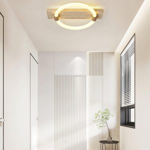 Stylowa lampa sufitowa okrągły pierścień 40cm beżowa ciepła