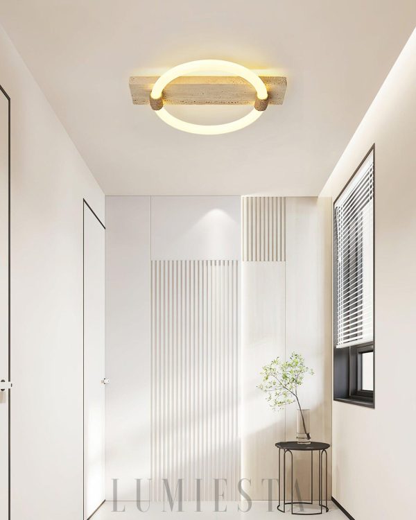 Stylowa lampa sufitowa okrągły pierścień 40cm beżowa ciepła