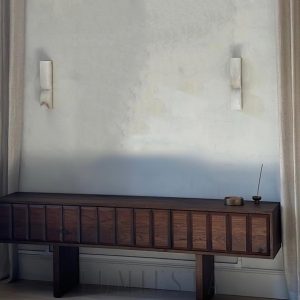 Kunima - kinkiet z alabastru, złoty/biały, wysokość 35/60 cm - lampa ścienna led