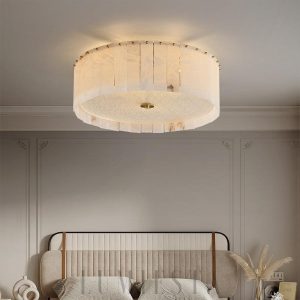 Caldera - Mosiężny plafon z marmurowym kloszem Ø45/60cm