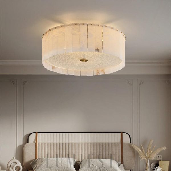 Caldera - Mosiężny plafon z marmurowym kloszem Ø45/60cm