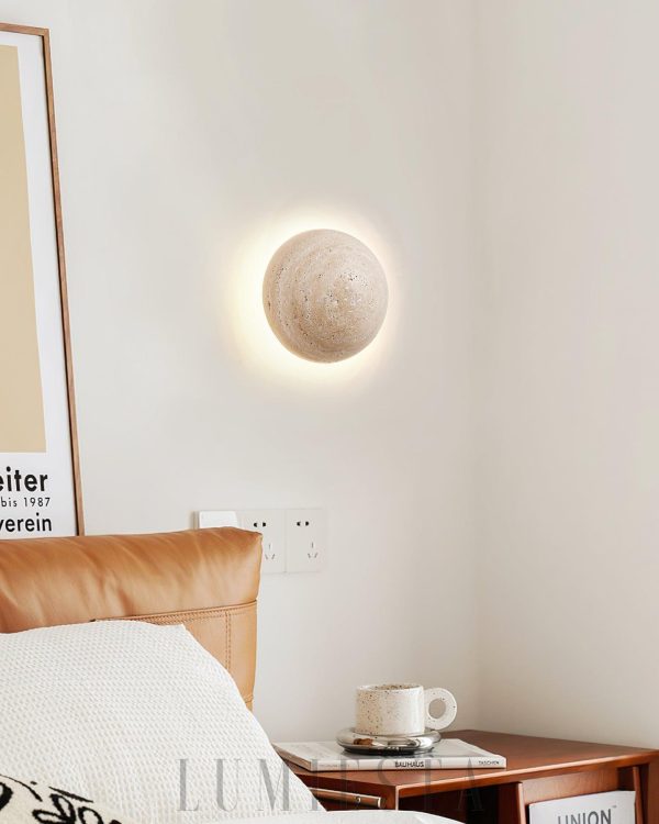 Martinique - Elegancka travertynowa lampa ścienna, beżowa