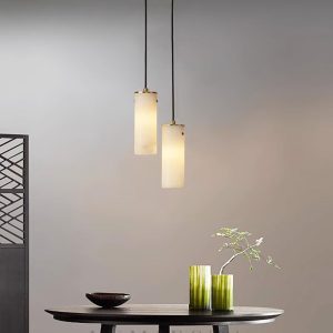 Nula - Lampa wisząca Alabaster cylindryczna, biała