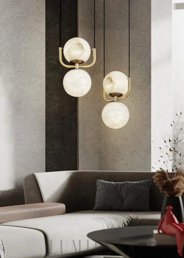Lampa wisząca alabastrowa z mosiądzu styl nowoczesny 12cm