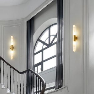 Sulawesi - Cylindryczna lampa ścienna z alabastru 65 cm