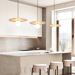 Tarcza travertynowa lampa wisząca 40cm beżowa do jadalni