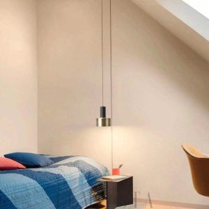 Nowoczesna lampa wisząca złota minimalistyczna styl loftowy