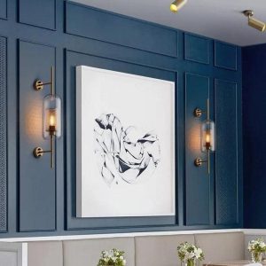 Lampa ścienna w stylu skandynawskim z kloszem szklanym