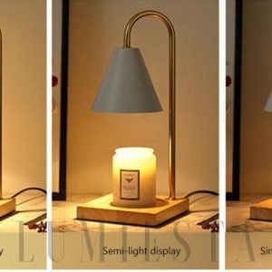 Lampka biurkowa w stylu skandynawskim z metalowym kloszem