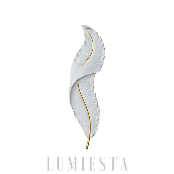 Lombok - Lampa ścienna Pióro biała/złota 24–91 cm