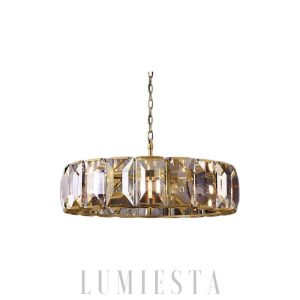 Feniks - Elegancka lampa wisząca szklana 108 cm mosiężna