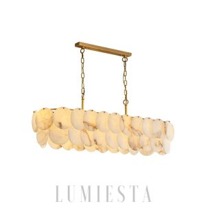 Konnicha - Elegancki żyrandol do jadalni z alabastru - Złoto-biały - Długość 100/120cm