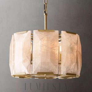 Lampa Harson Calcite 48cm okrągła mosiądz/czarna stal