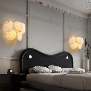 Hokkaido - Alabastrowa lampa ścienna 32 cm biała/złota