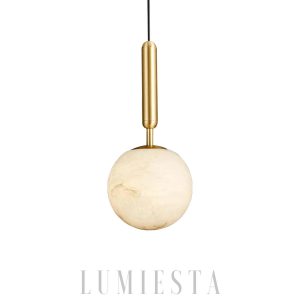 Punik - Okrągła lampa wisząca z alabastru 12cm 35cm złota