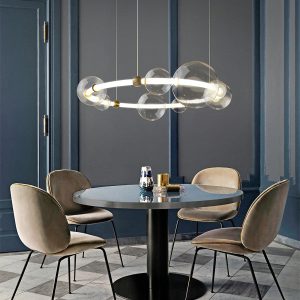 Morse - Lampa wisząca złota z przezroczystymi kloszami