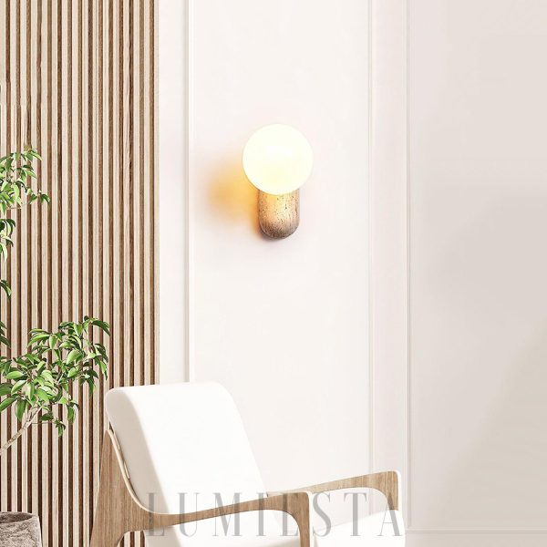 Kinkiet Travertine Origo kulisty klosz beżowy 7 5 cm 15 cm