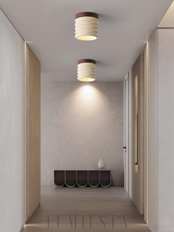 Vaarnii - Lampka sufitowa z trawertynu w beżowym stylu 12cm