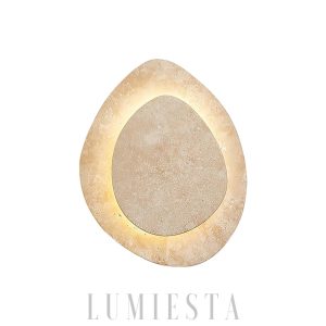 Elegancki kinkiet Alice trawertynowy owal LED 26x32cm beżowy