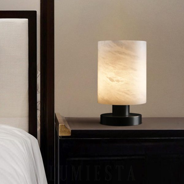 wm_14959206403478605564.jpg Siena - Lampka stołowa LED marmurowy klosz czarna/biała 14cm