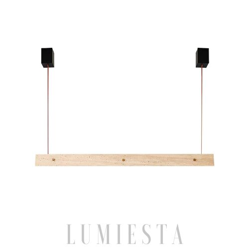 Lampa wisząca podłużna z naturalnego trawertynu, 120cm, idealna do jadalni nad stół