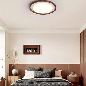 Okrągła lampa sufitowa Caldo travertyn 54cm beżowo orzechowa