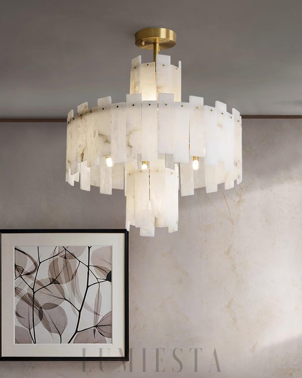 Regina - Żyrandol okrągły Alabaster, mosiądz 60/80/100 cm