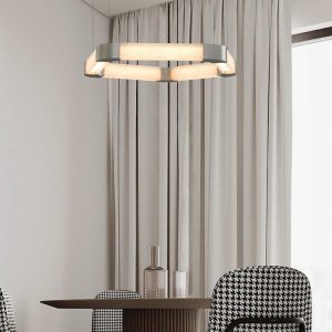 Alabastrowy okrągły żyrandol 90 cm elegancki LED