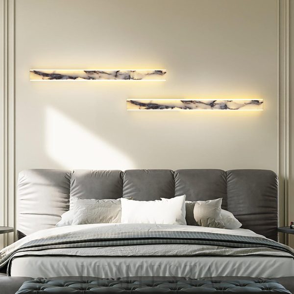 Elegancka prostokątna lampa ścienna z marmuru 60 90 120 cm