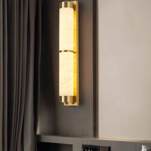 Vinson - Nowoczesna lampa ścienna z alabastru, mosiądz