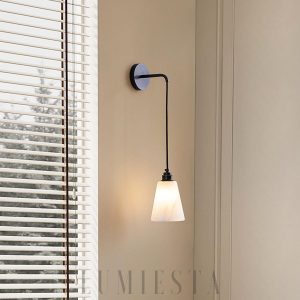 Mykonos - Lampa ścienna stożkowa Alabaster biało-złota