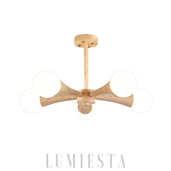 Żyrandol trawertynowy Hedra organiczny kształt 3 4 5 głów