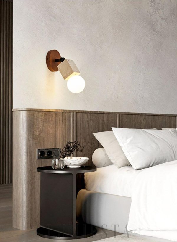 Regulowany kinkiet ścienny kostka trawertyn beżowy 10x24cm