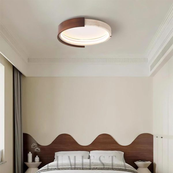 Okrągła lampa sufitowa Halo travertynowa 56 cm LED