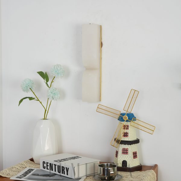 Kunima - kinkiet z alabastru, złoty/biały, wysokość 35/60 cm - lampa ścienna led