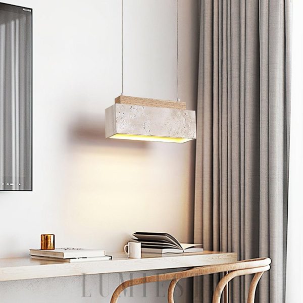 Lim Prostokątna lampa wisząca z trawertynu 23cm beżowa ciepła