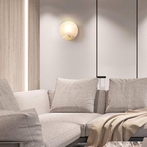 Everest - Mosiężna lampa ścienna, klosz alabastrowy 20/26cm