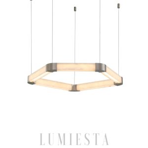 Alabastrowy okrągły żyrandol 90 cm elegancki LED