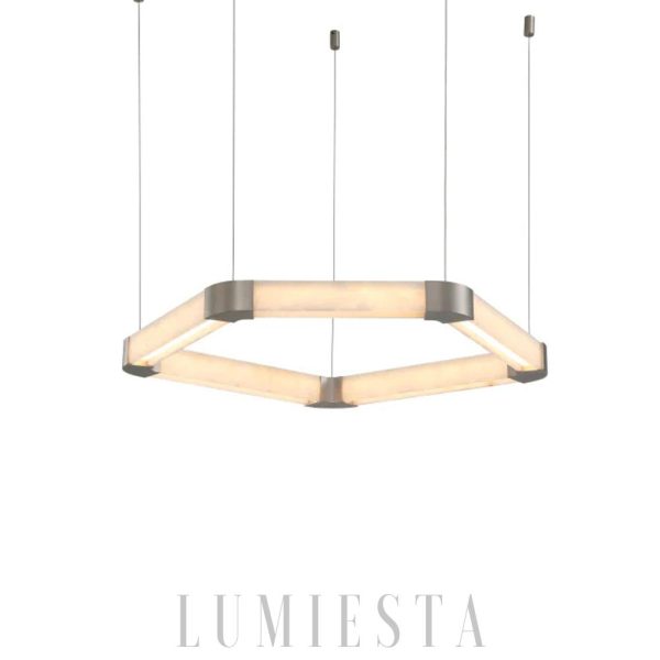 Alabastrowy okrągły żyrandol 90 cm elegancki LED