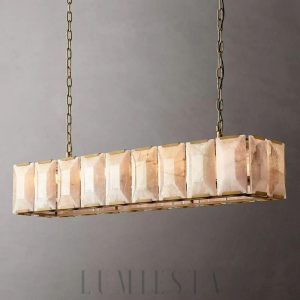 Lampa wisząca Harson Calcite 62" prostokątna mosiądz/czarny