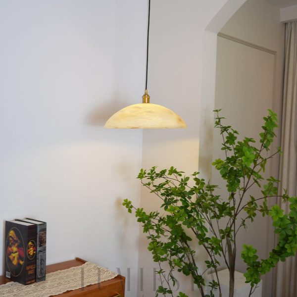 Cairngorm - Stylowa lampa wisząca alabastrowa, mosiężna