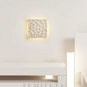 Kwadratowy modularny kinkiet trawertynowy 25 cm beżowy LED