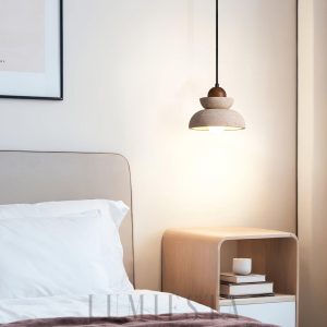 Travertynowa warstwowa lampa Średnica 18cm H14cm Beż Orzech