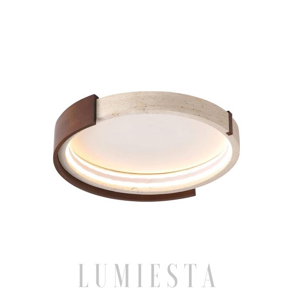 Okrągła lampa sufitowa Halo travertynowa 56 cm LED