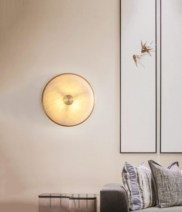 Monte - Lampa ścienna okrągła alabastrowa 26 cm ciepła/zimna