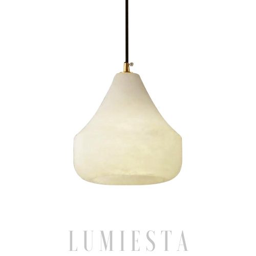 Alabastrowa lampa wisząca łezka do sypialni 17cm złoty biały