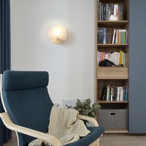 Everest - Mosiężna lampa ścienna, klosz alabastrowy 20/26cm